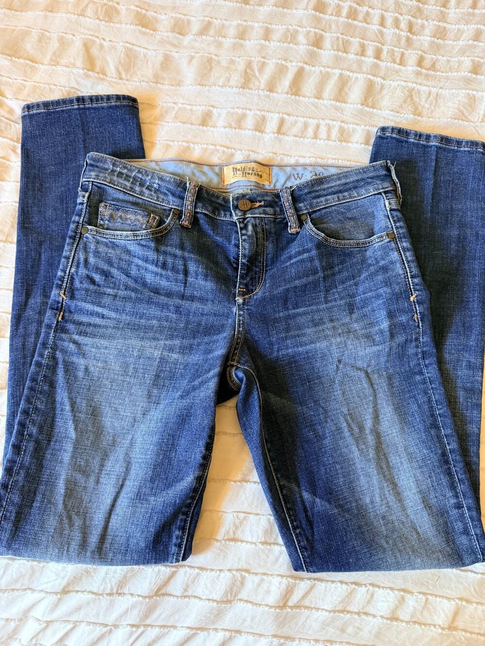 Holding Horses Anthropologie Jeans Women’s 28 Skinny Blue Embroidered Pocket Str